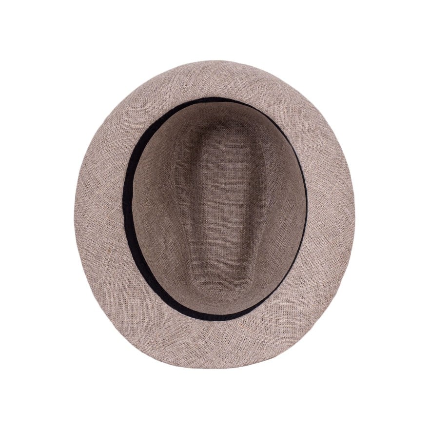 Linen cloth trilby short brim hat sun protection removable band beach festival resort summer fedora vacation airy light spring