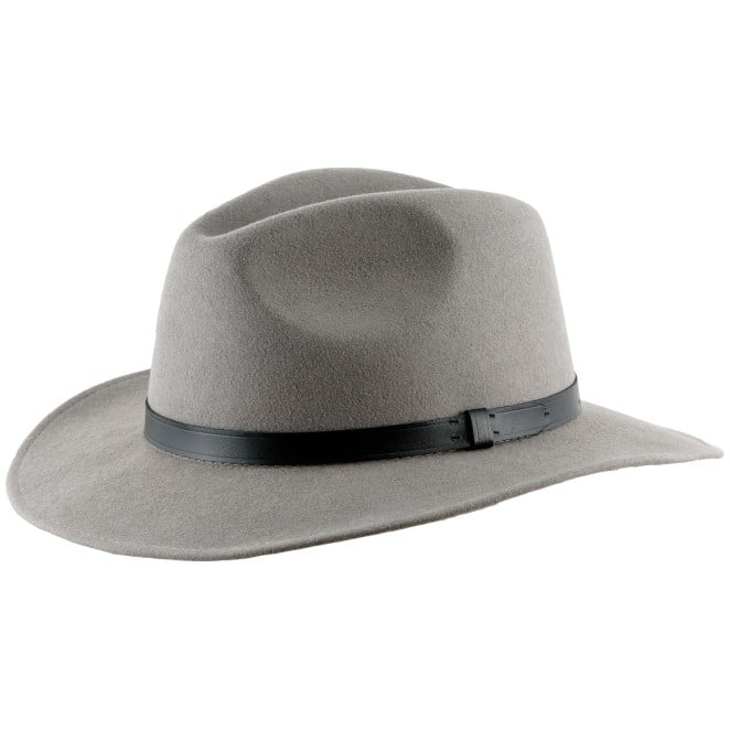 WONNA Unisex Wide Brim Wool Fedora Hat with Belt Buckle Retro Trilby Hat 