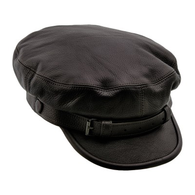 leather peaked cap