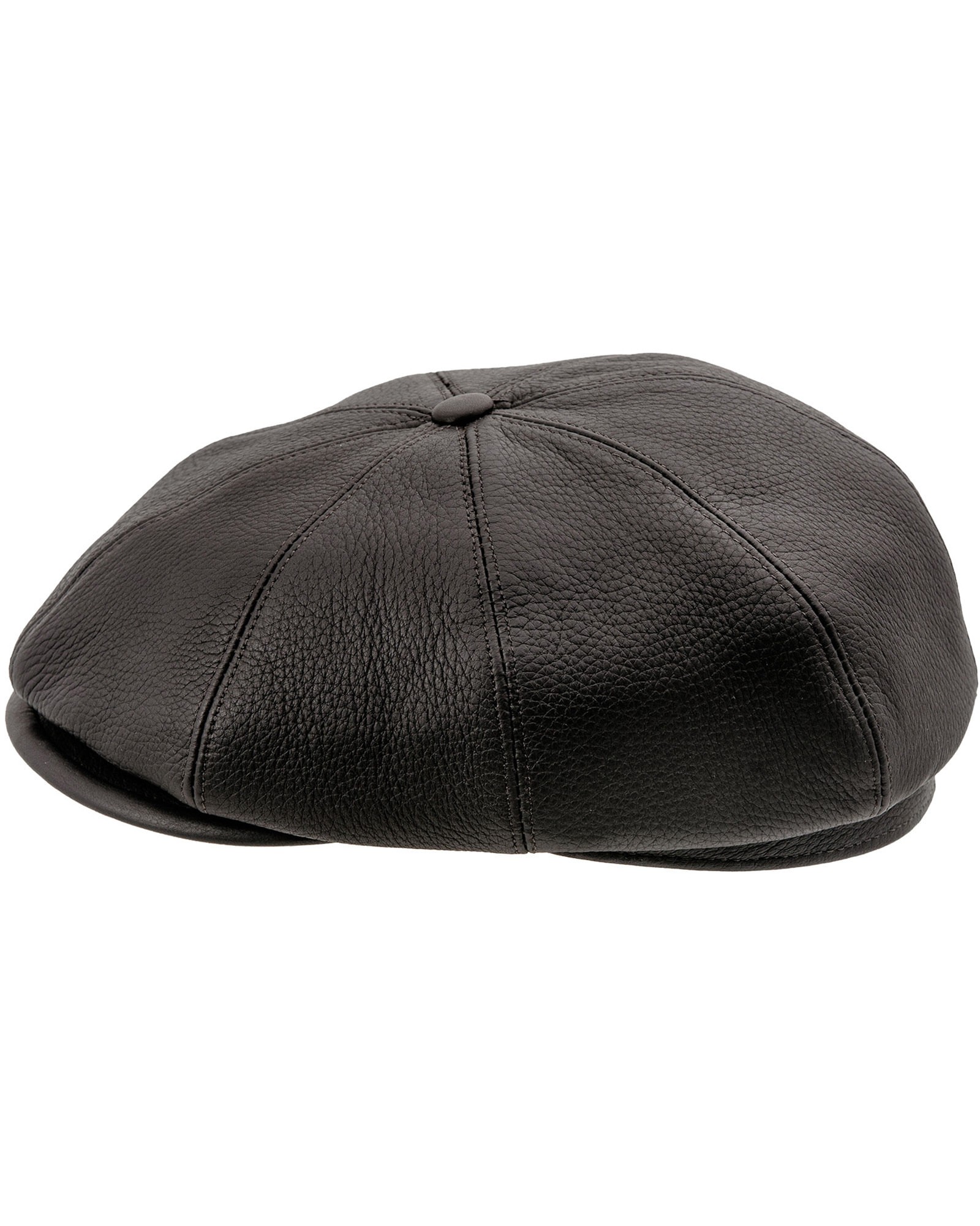 Brian - genuine leather flat cap with 8 panels crown, gatsby hat