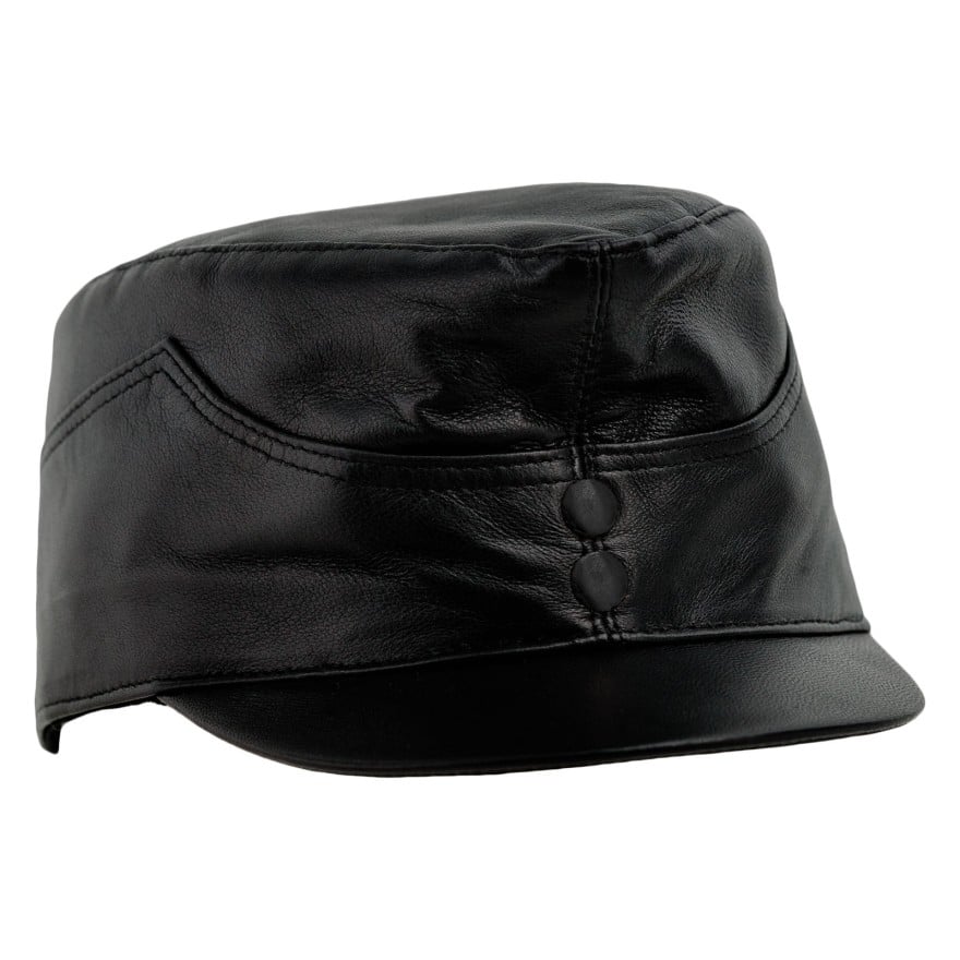 Leather feldmuetze peaked cap svejk austro-hungarian origins army military duty kepi fatigue schweik collectible hat