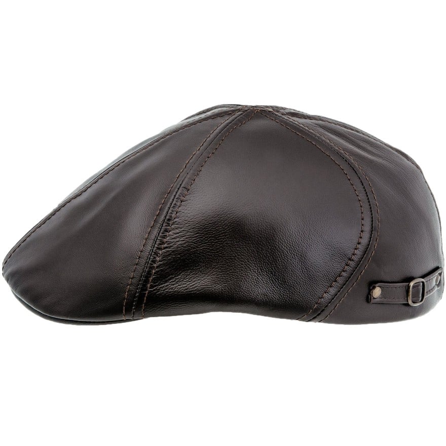 Genuine Leather 6 panel duckbill mens ivy league cap
