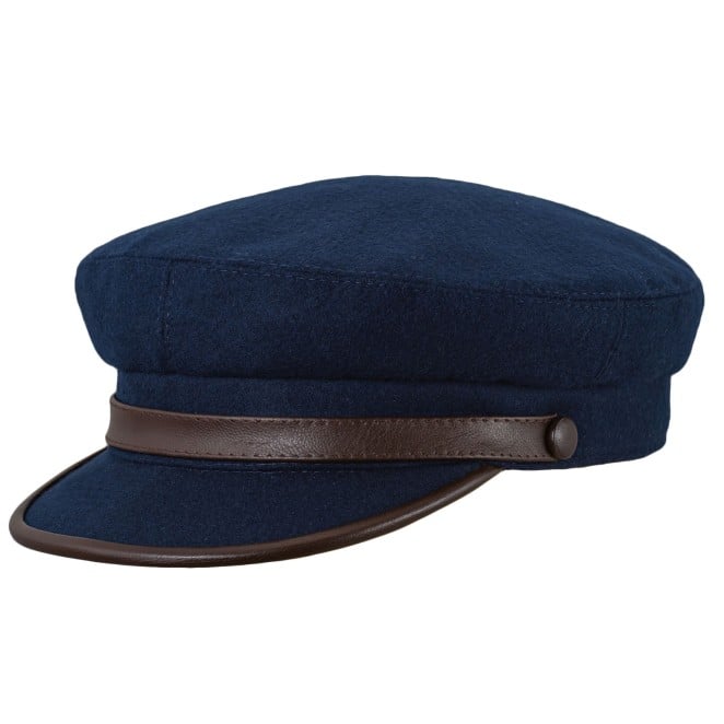 peaked leather cap