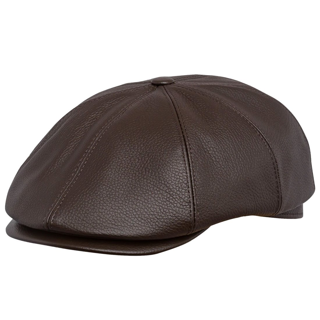 Tony - genuine leather flat cap with 8 panels crown, baseball men caps