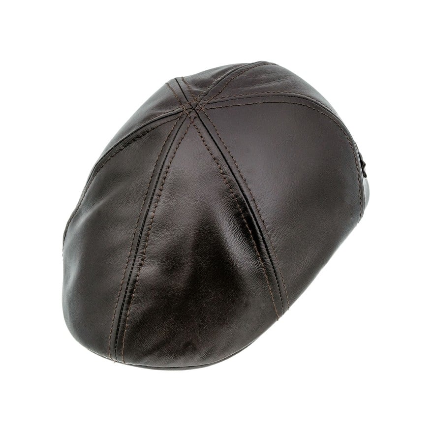 Genuine Leather 6 panel duckbill mens ivy league cap