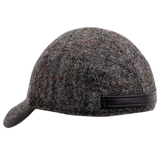 Granite State Harris Tweed ball checked cap with trimmed bill Size 62 cm  Color Orange-gray