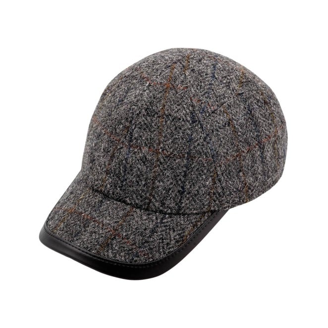 Granite State Harris Tweed ball checked cap with trimmed bill
