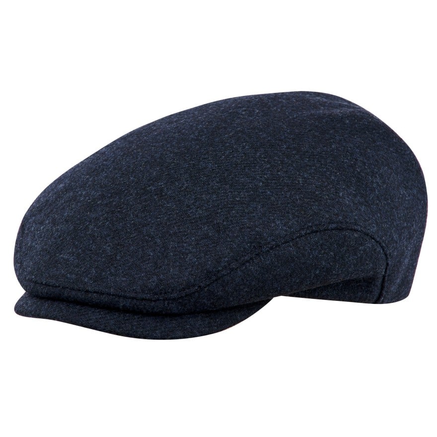 Derby Ivy style flat cap made of 100% extra fine merino wool Size 58 cm Color blue-black