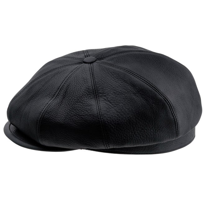Brian - genuine leather flat cap with 8 panels crown, gatsby hat