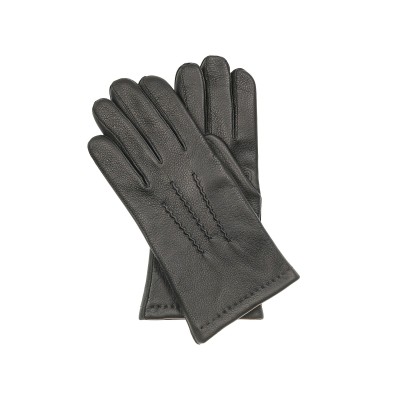 Winter soft and breathable leather warm gloves for men classic high end handmade durable deerskin woolen lining 