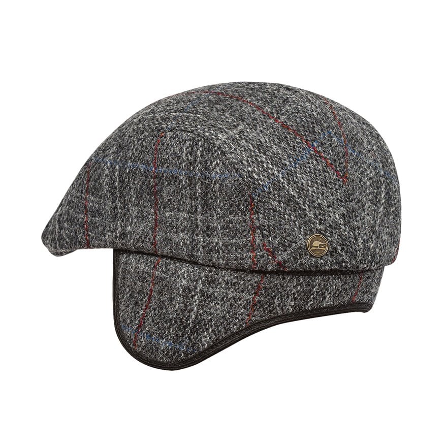 Classic Harris Tweed wool flat cap winter warm earflap hat