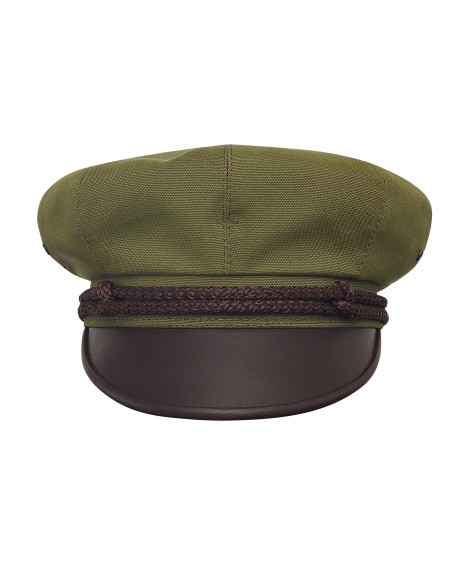 Cotton leather visor vintage motorcycle cap rockabilly punk style biker chopper cruiser Marlon Brando