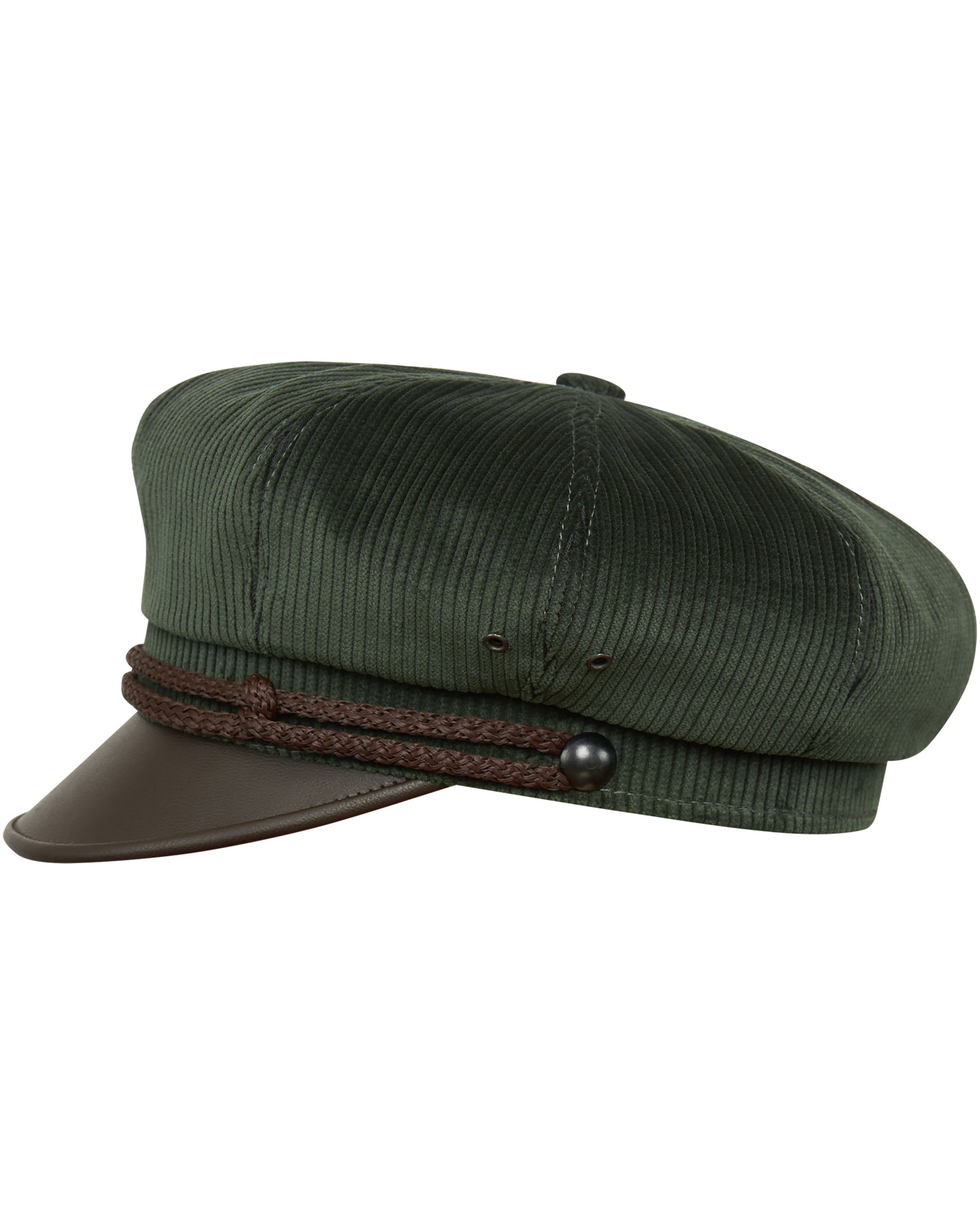 A vintage Harely style motorcycle hat made of corduroy and