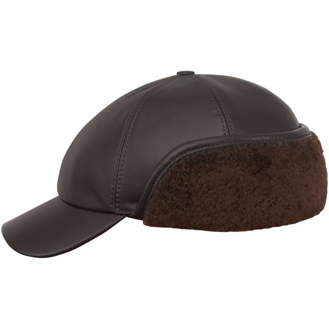 Sigmund - leather hunting style cap with 8 panels and ear flap cap