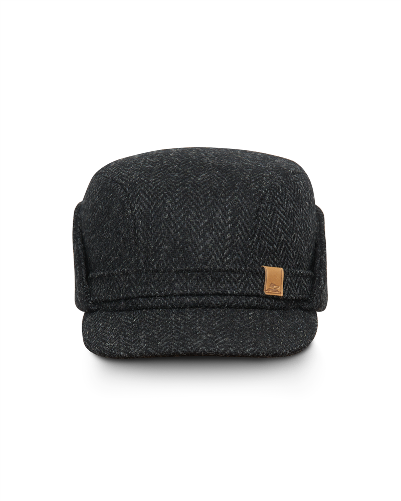 Warm men's Harris Tweed winter cap with drop down ear and neck warmer