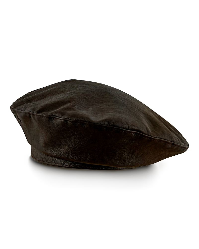 Rebel - classic sewn mens beret made of genuine leather handmade display picture 2