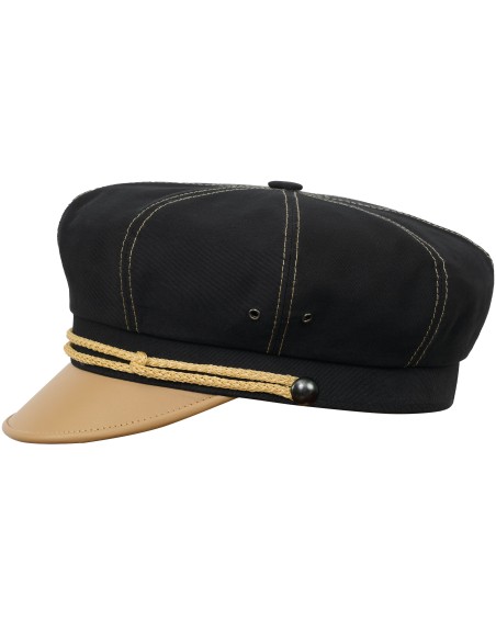 Cotton leather visor vintage motorcycle cap rockabilly punk style biker chopper cruiser Marlon Brando