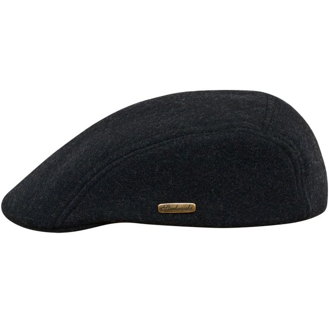 Ike sturdy, warm woolen fleece winter flat cap. Classic pattern.