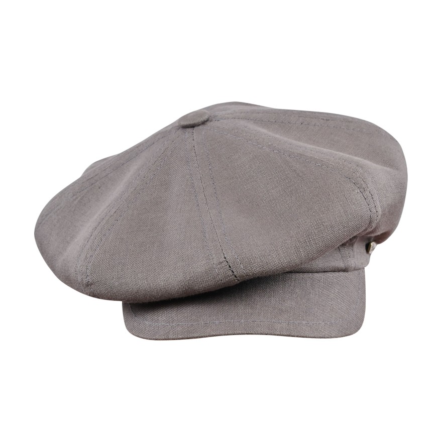 Vigo natural 100% linen, summer classic Newsboy 8 panels crown cap