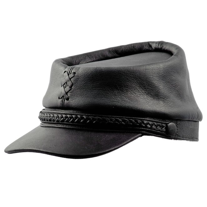 Patriot - retro style kepi cap made with leather. Mens baseball caps
