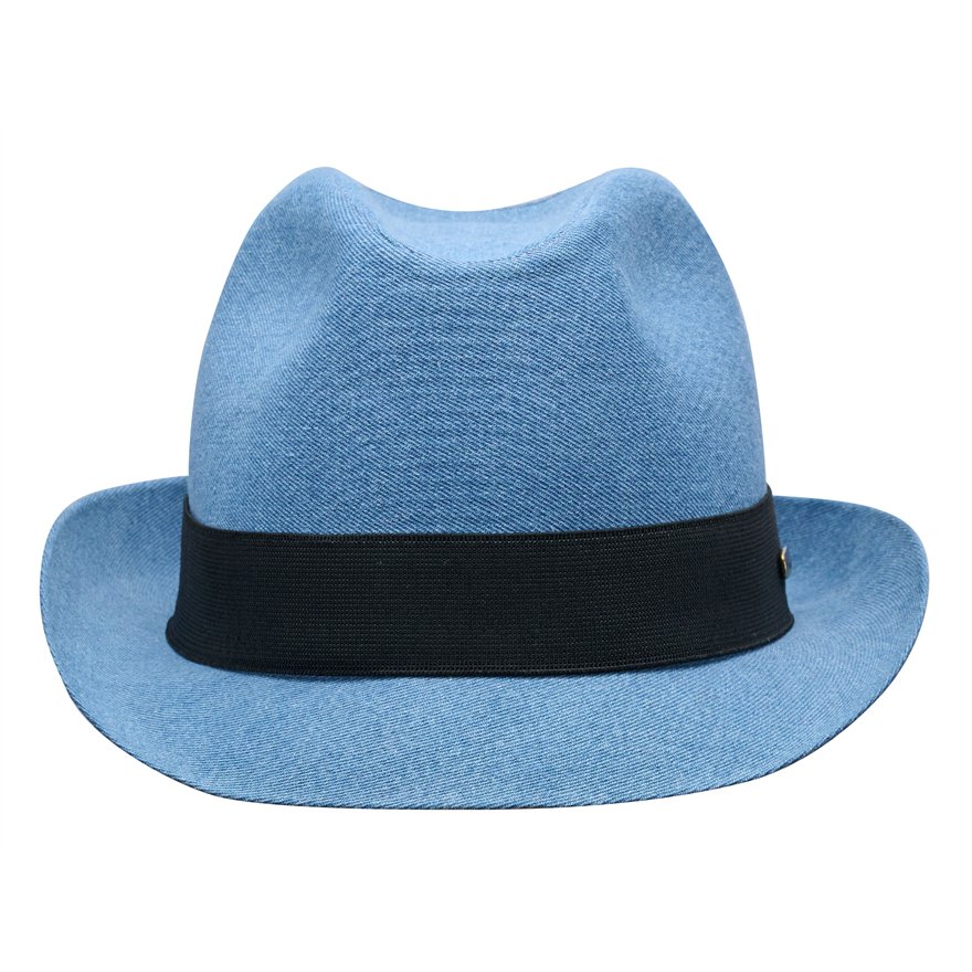 Denim trilby short brim hat sun protection removable band beach festival resort summer fedora vacation airy light spring