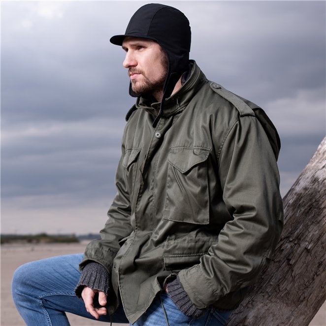 Shelter comfy warm trapper hat made of water resistant waxed cotton