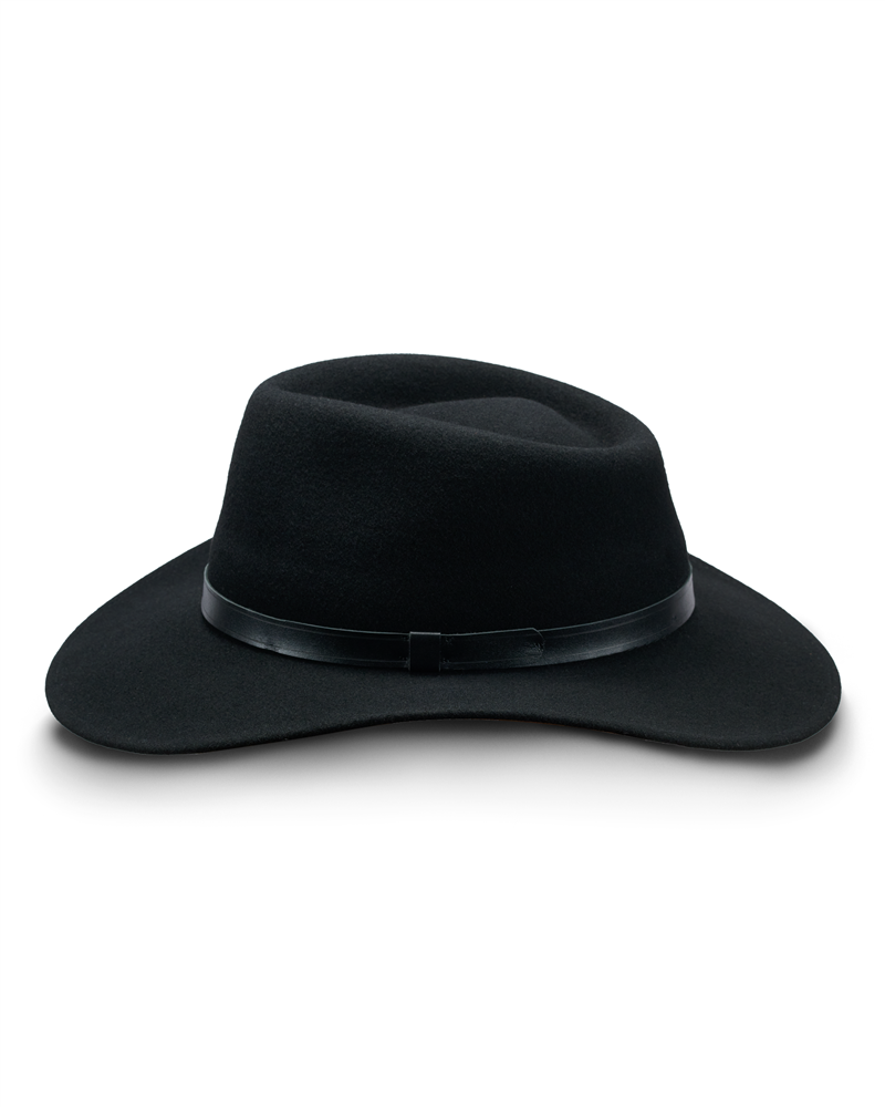 Sharps Wool Felt Fedora Wide Brim with thin leather belt as  display picture 1
