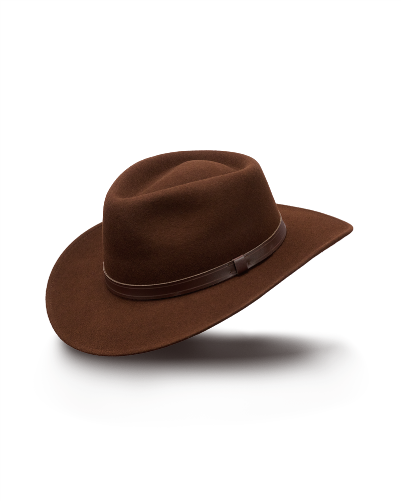 Sharps Wool Felt Fedora Wide Brim with thin leather belt as  display picture 1
