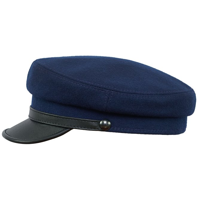 Maciejowka model 4 cap woolen cloth and natural leather visor