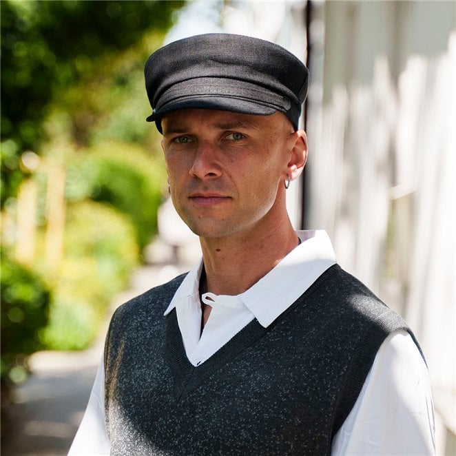 Pireus - summer linen breton cap precisely handmade, fisherman style