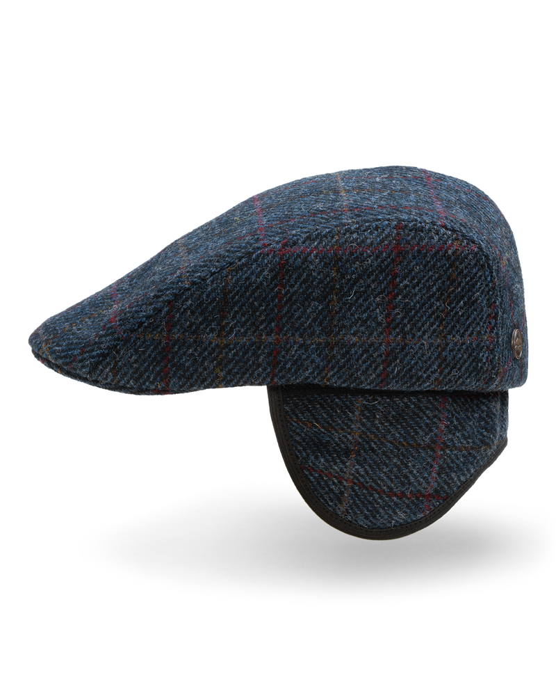 Norte autumn flat cap made of genuine Harris Tweed foldable earflap