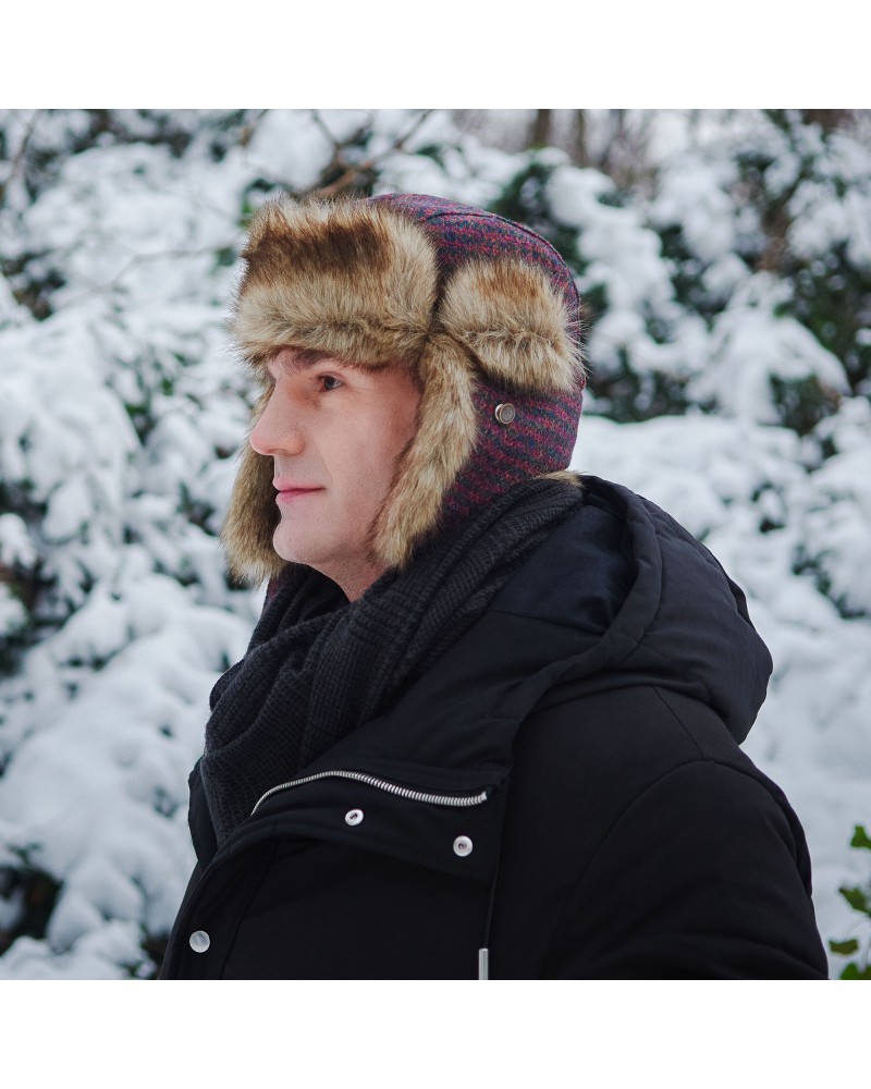 LUMBERJACK Harris Tweed フライトキャップ グレー Sterkowski Lumberjack Cap | Tweed Aviator Cap for Men and