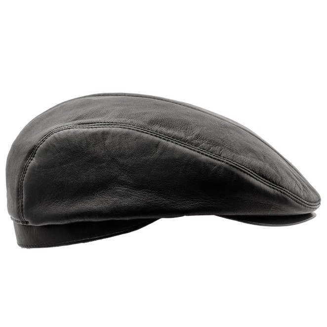 Ed Genuine Leather Men Black Flat Cap Classic Gatsby Look Baseball Size 54 Cm Color Black