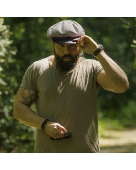 Gavroche linen newsboy classic cap with leather bill 2