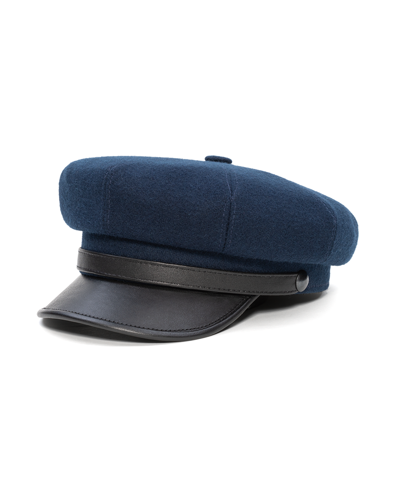 Brando biker vintage cap made with wool and genuine leather