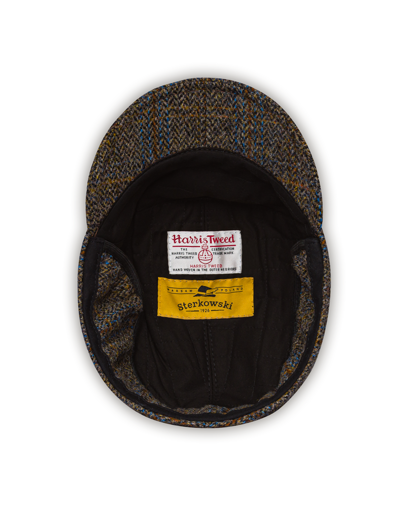 Hudson winter Danish cap quilted lining foldable earflap Harris Tweed