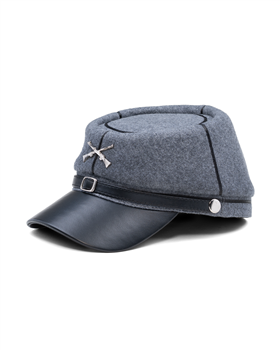 Blue and Gray confederate cap - made with leather and wool cap 2
