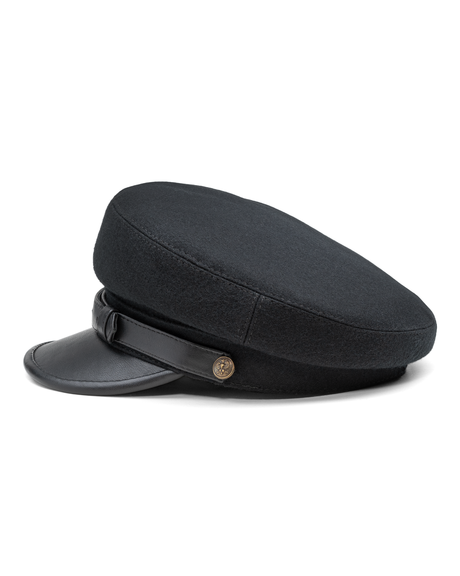 Sterkowski Wool Newsboy Cap Navy Blue Baker Boy Hat Leather Trim Poland 20.5” Sterkowski Peaky Paperboy Cap | Wool Newsboy Hat for Men  main image 4