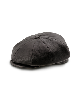Brian - genuine leather flat cap with 8 panels crown, gatsby hat 2