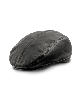 Ed - genuine leather men black flat cap, classic gatsby look, baseball 2
