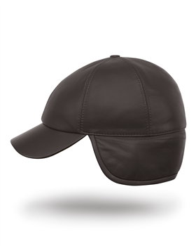 Sigmund - leather ball cap with 8 panels and ear flap cap 2