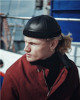 Leon - dockers winter hats, black men caps with genuine leather 2