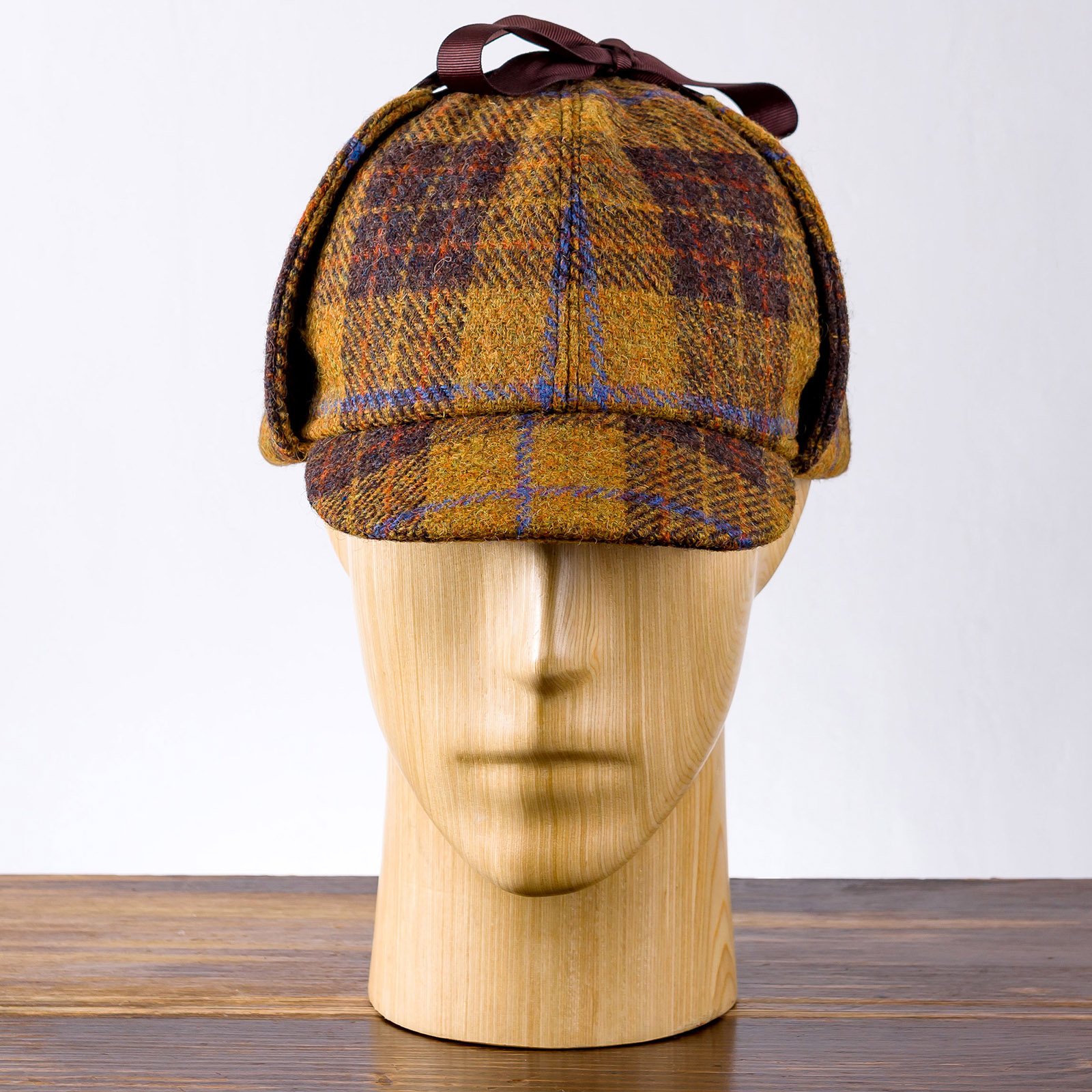 VINTAGE TWEED WOOL GHILLIE DEERSTALKER HAT SIZE S 56cm Olive Check David  Ripper